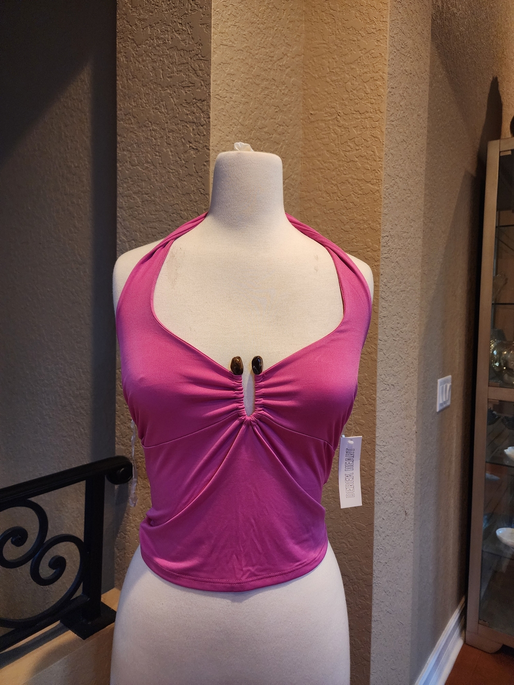 Derek Heart Fuchsia Halter Crop Top